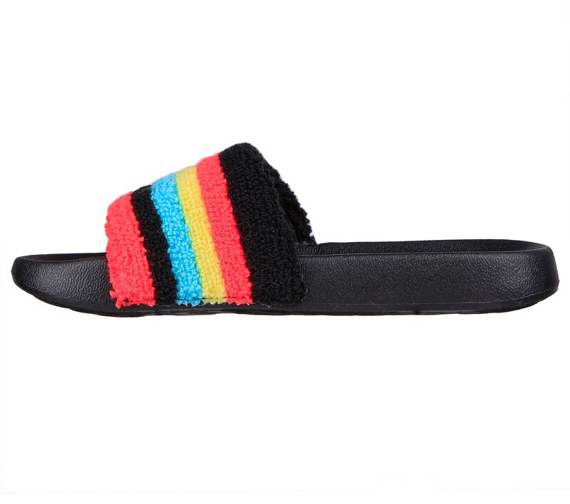 Dívčí Sandály Skechers Sunny Slides - Stripe Brights Černé Viacfarebný | CZ.310992LBKMT